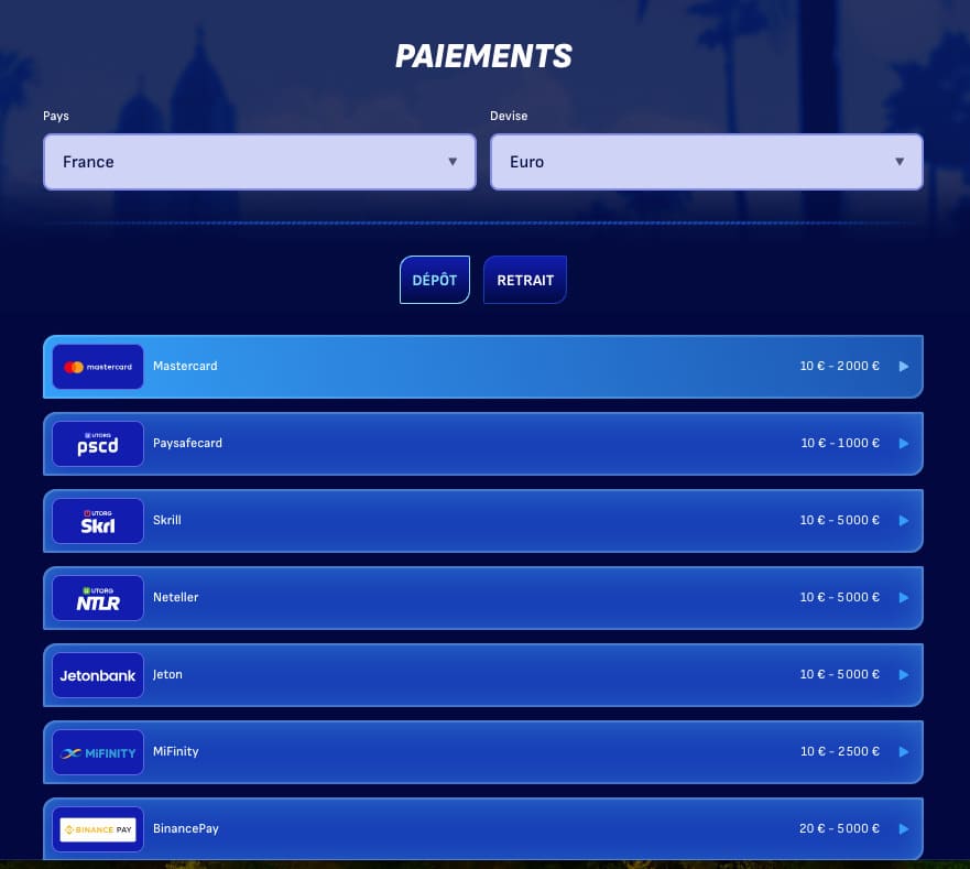paiments wonaco
